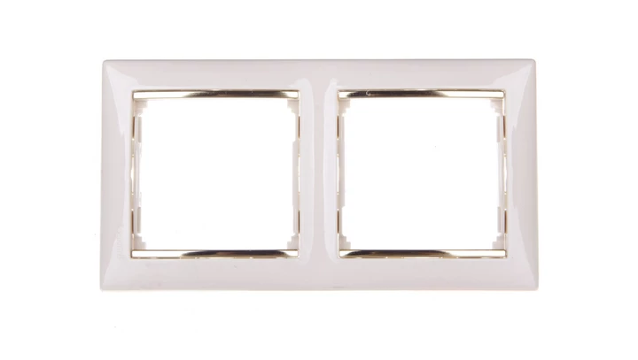 VALENA Ramka podwójna pozioma krem/złoto 774152