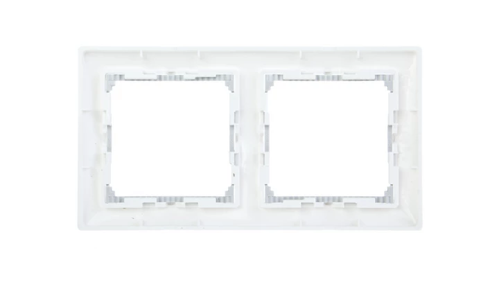VALENA Ramka podwójna pozioma biała/srebro 770492