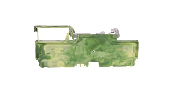 Złączka szynowa 4-przewodowa PE 4mm2 z otworem pomiarowym na wtyk pomiarowy fi 2 i 2,3mm żółto-zielona 880-837 /50szt./