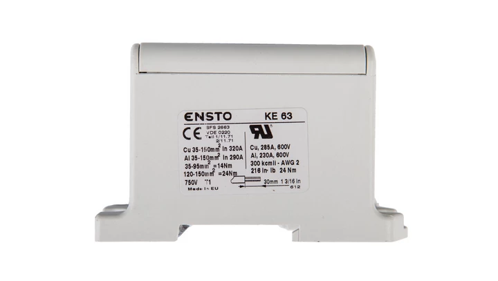 Złączka szynowa 2-przewodowa 35-150mm2 szara KE63