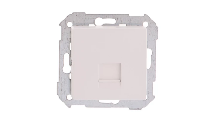 Simon 82 Pokrywa gniazda komputerowego pojedynczego RJ45 płaska z adapterem o przesłoną biała 82005-30