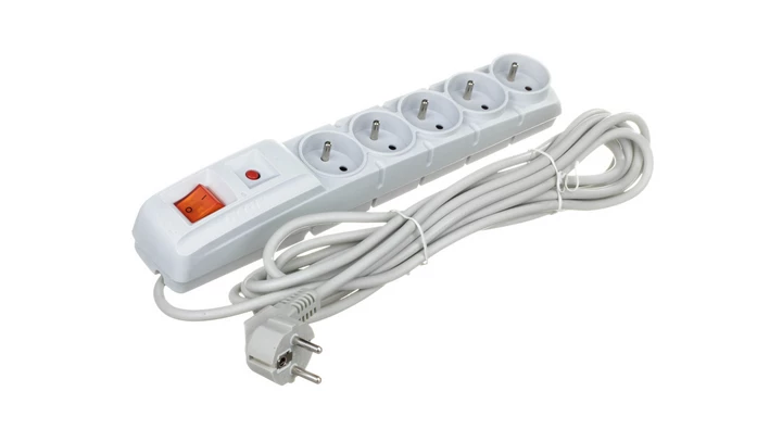 Przedłużacz przeciwprzepięciowy 5-gniazd z/u ACAR F5 5m szary