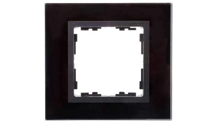 Simon 82 Ramka pojedyncza szklana czarna/ ramka pośrednia grafit 82817-32