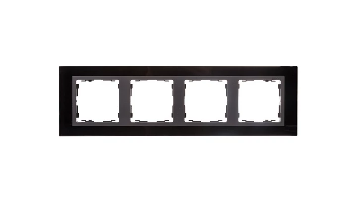 Simon 82 Ramka poczwórna pozioma szklana czarna/ ramka pośrednia grafit 82847-32