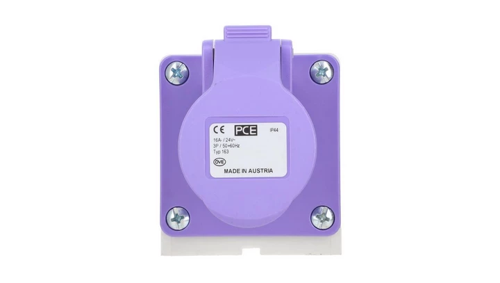 Gniazdo stałe 16A 3P 20-25V fioletowe IP44 163v