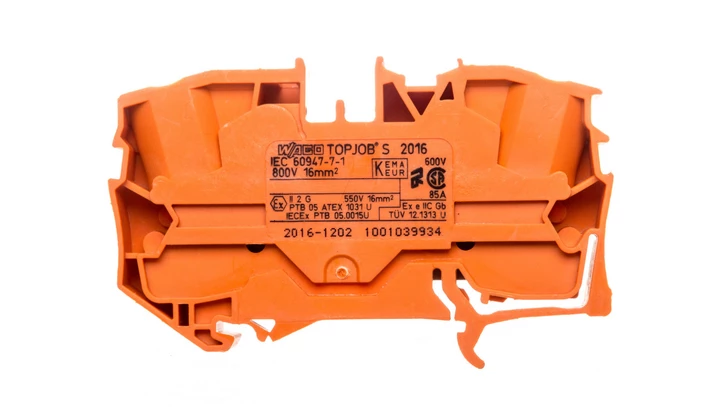 Złączka szynowa 2-przewodowa 16mm2 pomarańczowa 2016-1202 TOPJOBS /20szt./