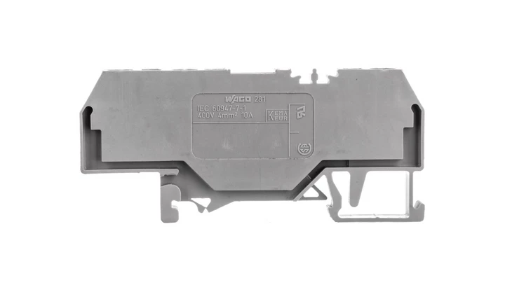 Złączka bezpiecznikowa 4mm2 szary 10A DIN 35mm 281-610 /50szt./