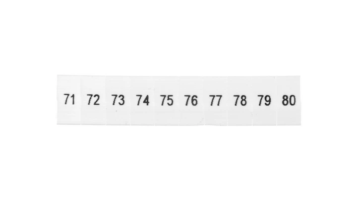 Oznacznik do złącz szynowych, opisówka ZB 5 numerowana od 71-80 kolor biały /10szt./