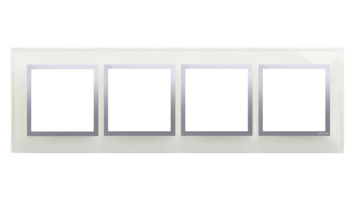Simon 54 Nature Ramka poczwórna szkło SREBRNA MGŁA DRN4/71