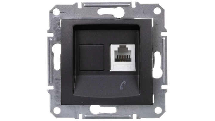 SEDNA Gniazdo telefoniczne pojedyncze RJ11 grafitowe SDN4101170