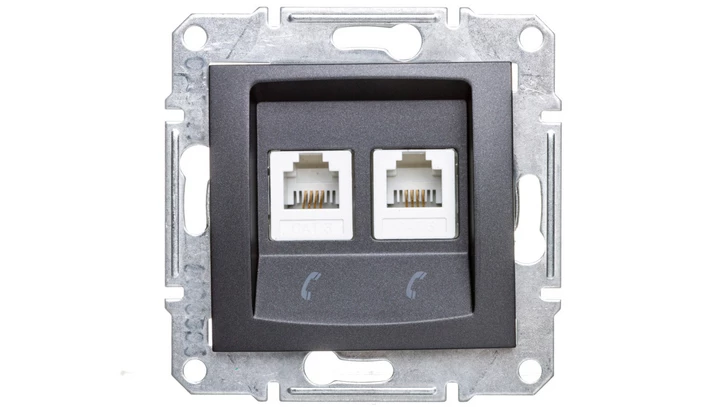 SEDNA Gniazdo telefoniczne podwójne RJ11 grafitowe SDN4201170