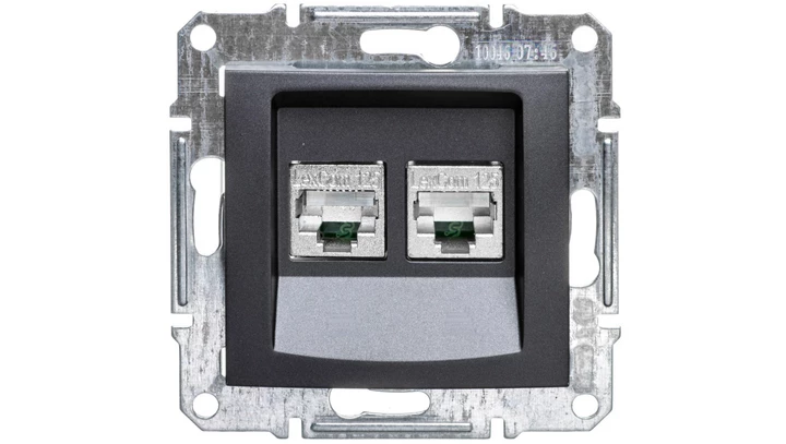 SEDNA Gniazdo komputerowe podwójne RJ45 kat.5e FTP grafitowe SDN4600170