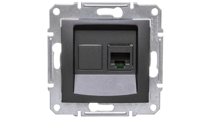SEDNA Gniazdo komputerowe pojedyncze RJ45 kat.6 UTP grafitowe SDN4700170