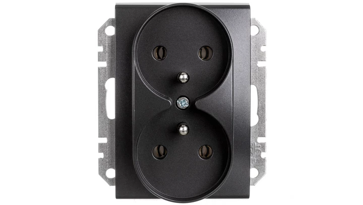 SEDNA Gniazdo podwójne z/u 16A 250V z przesłonami grafitowe SDN2800970