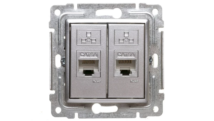 VENA Gniazdo komputerowe podwójne 2xRJ45 kat.6 ekranowane aluminium 514068
