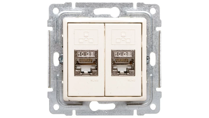 VENA Gniazdo komputerowe podwójne 2xRJ45 kat.6 ekranowane krem 510368