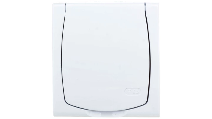 MADERA Gniazdo hermetyczne pojedyncze z/u IP44 klapka biała GNH-1NZ/00/w