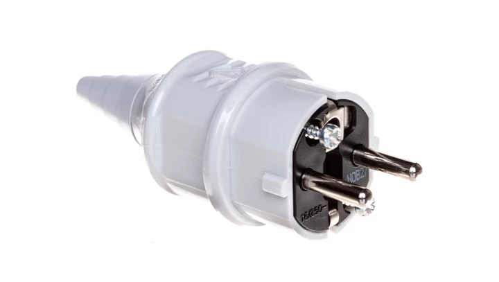 Wtyczka uniwersalna 16A 3P 230V, IP44 Schuko biała 10749 MEN10749