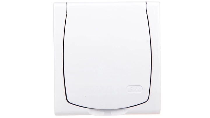 MADERA Gniazdo hermetyczne pojedyncze z/u IP44 z przesłonami klapka biała GNH-1NZP/00/w