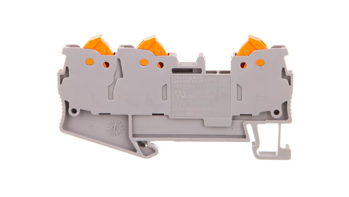 Złączka szynowa 3-przewodowa 4mm2 szara QTC 1,5-TWIN 3205048 /50szt./