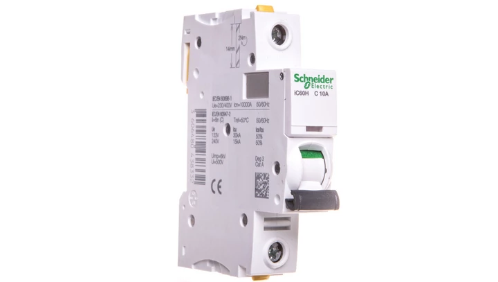 Wyłącznik nadprądowy 1P C 10A 10kA AC iC60H-C10 A9F07110