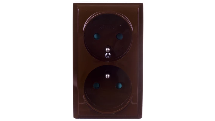 BIS Gniazdo podwójne z/u z przesłonami brązowe GN-2BZP/24