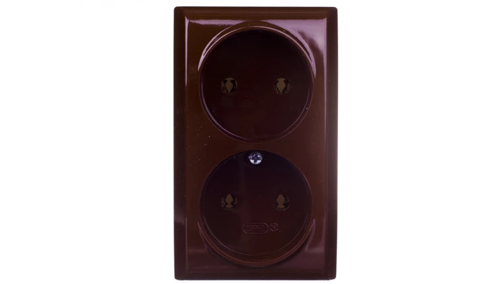 BIS Gniazdo podwójne b/u brązowe GN-2B/24