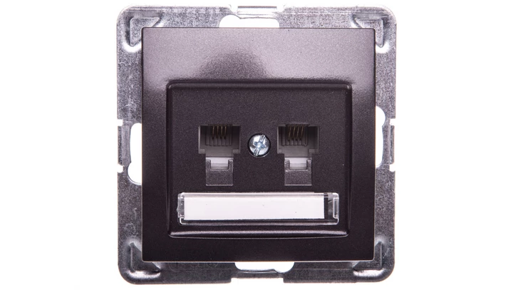 IMPRESJA Gniazdo telefoniczne podwójne RJ11 równoległe antracyt GPT-2YR/m/50