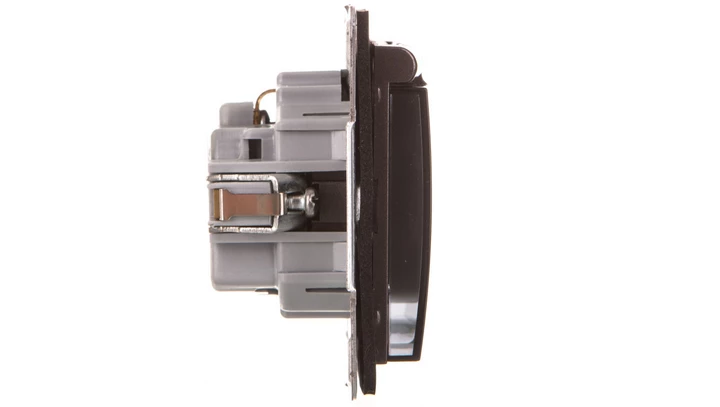 IMPRESJA Gniazdo bryzgoszczelne z/u Schuko IP44 z przesłonami klapka przezroczysta antracyt GPH-1YSP/m/50/d