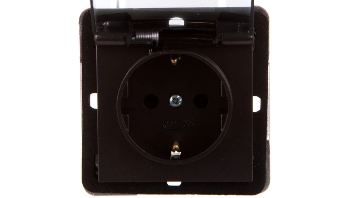 IMPRESJA Gniazdo bryzgoszczelne z/u Schuko IP44 klapka przezroczysta antracyt GPH-1YS/m/50/d