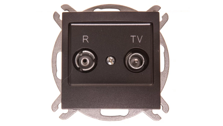 IMPRESJA Gniazdo antenowe RTV przelotowe 14dB antracyt GPA-14YP/m/50