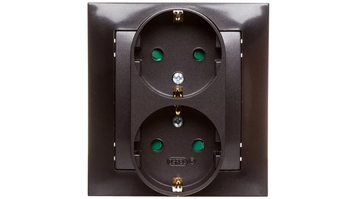 IMPRESJA Gniazdo podwójne z/u Schuko z przesłonami antracyt GP-2YSP/50