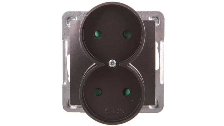 IMPRESJA Gniazdo podwójne b/u z przesłonami antracyt GP-2YRP/m/50