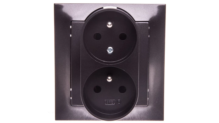 IMPRESJA Gniazdo podwójne z/u z niezamiennością faz antracyt GP-2YC/50