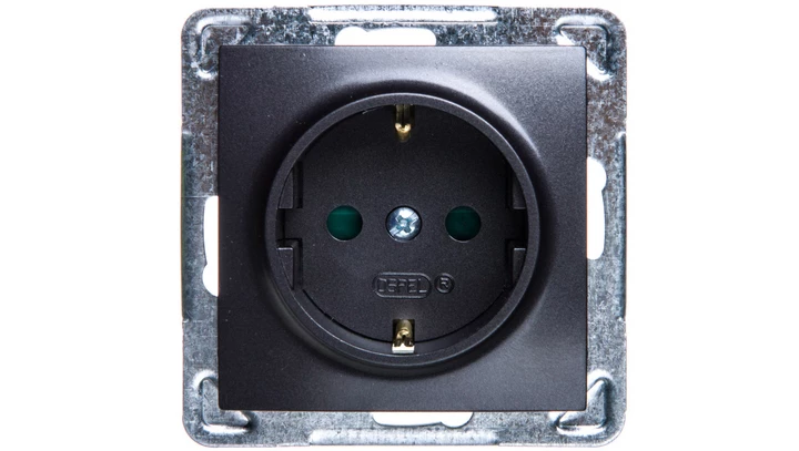 IMPRESJA Gniazdo pojedyncze z/u Schuko z przesłonami antracyt GP-1YSP/m/50