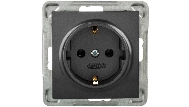 IMPRESJA Gniazdo pojedyncze z/u Schuko antracyt GP-1YS/m/50