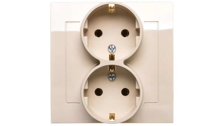 KIER Gniazdo podwójne b/u Schuko beżowe GP-2WS/01