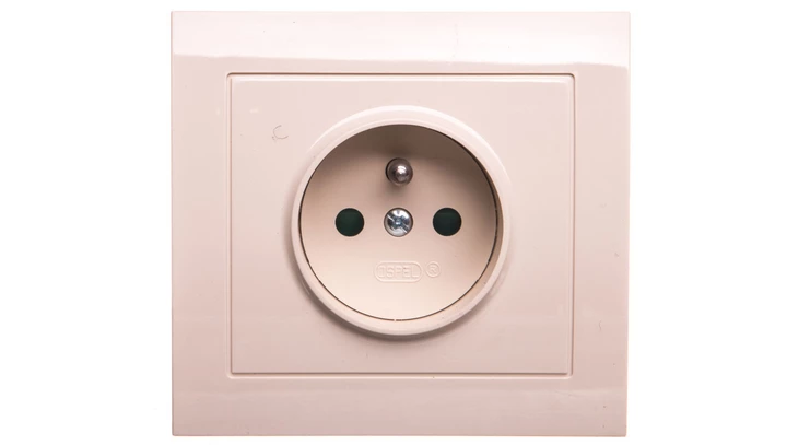 KIER Gniazdo pojedyncze z/u z przesłonami beżowe GP-1WZP/01