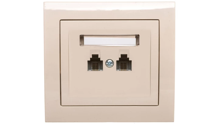 KIER Gniazdo telefoniczne podwójne RJ11 równoległe beżowe GPT-2WR/01
