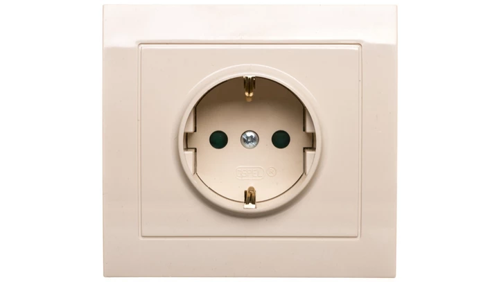 KIER Gniazdo pojedyncze z/u Schuko z przesłonami beżowe GP-1WSP/01