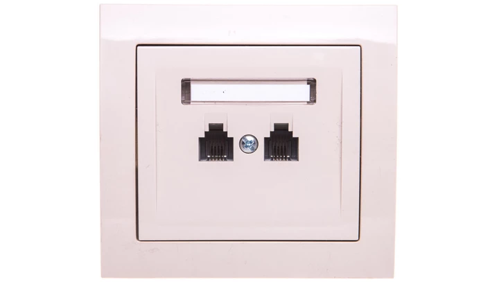 KIER Gniazdo telefoniczne podwójne RJ11 niezależne beżowe GPT-2WN/01