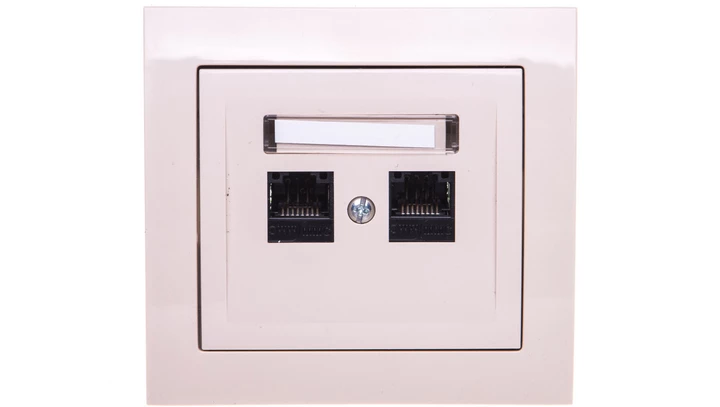 KIER Gniazdo komputerowe podwójne 2xRJ45 kat.5e beżowe GPK-2W/K/01