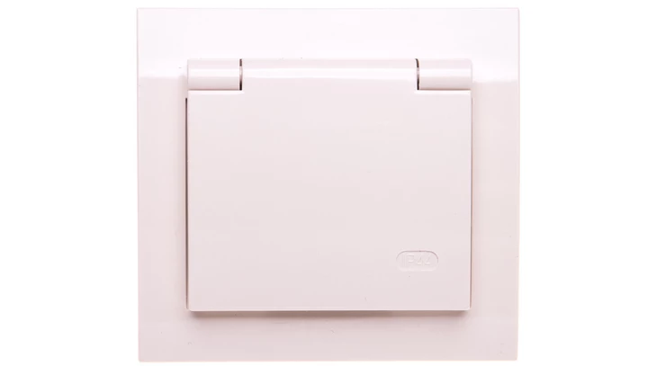 KIER Gniazdo bryzgoszczelne z/u IP44 z przesłonami klapka beżowa GPH-1WZP/01/w