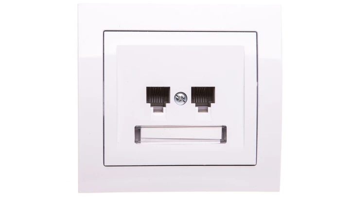 KIER Gniazdo telefoniczne podwójne RJ11 niezależne białe GPT-2WN/00