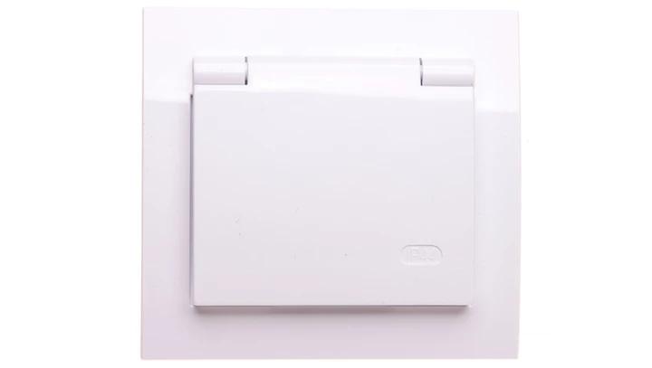 KIER Gniazdo bryzgoszczelne z/u IP44 klapka przezroczysta białe GPH-1WZ/00/w