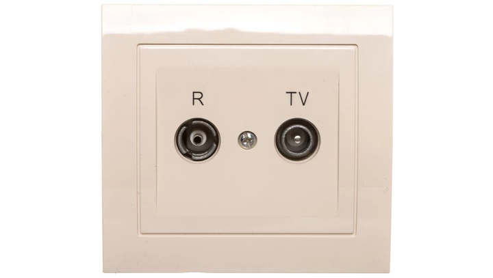 KIER Gniazdo antenowe RTV przelotowe 14dB beżowe GPA-14WP/01