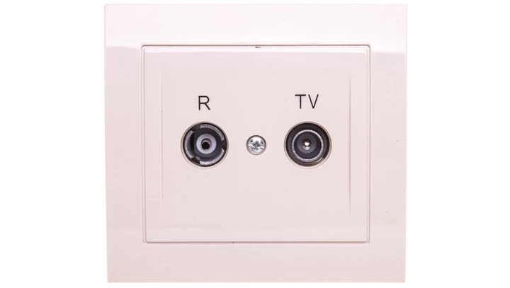 KIER Gniazdo antenowe RTV przelotowe 10dB beżowe GPA-10WP/01