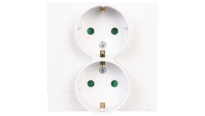 KIER Gniazdo podwójne b/u Schuko z przesłonami białe GP-2WSP/00