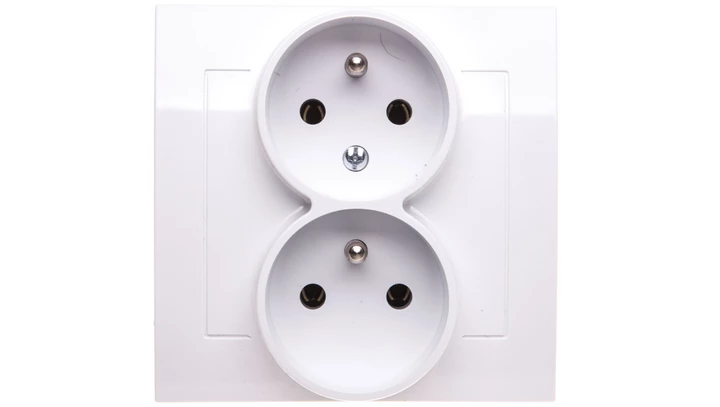 KIER Gniazdo podwójne z/u z niezamiennością faz białe GP-2WC/00