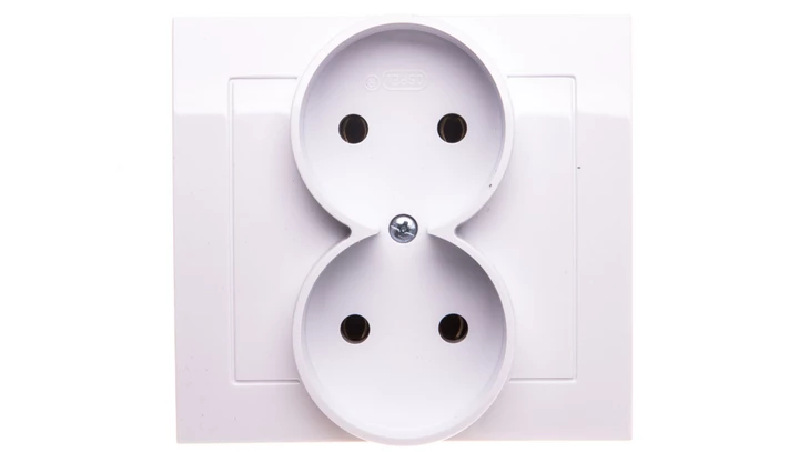 KIER Gniazdo podwójne b/u białe GP-2W/00